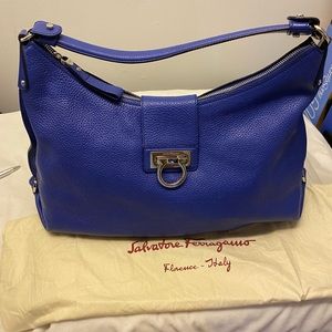 Salvatore Ferragamo Fanisa Hobo Bag, blue leather